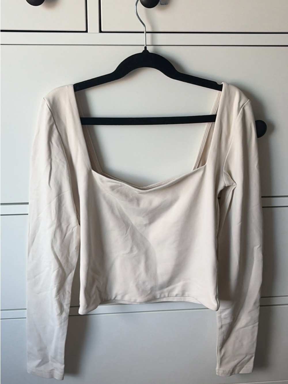Babaton Cream Long Sleeve Square Neck Top